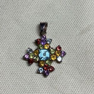 GSJ Multi colored rainbow sterling silver pendant